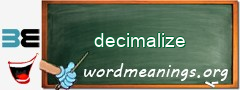 WordMeaning blackboard for decimalize